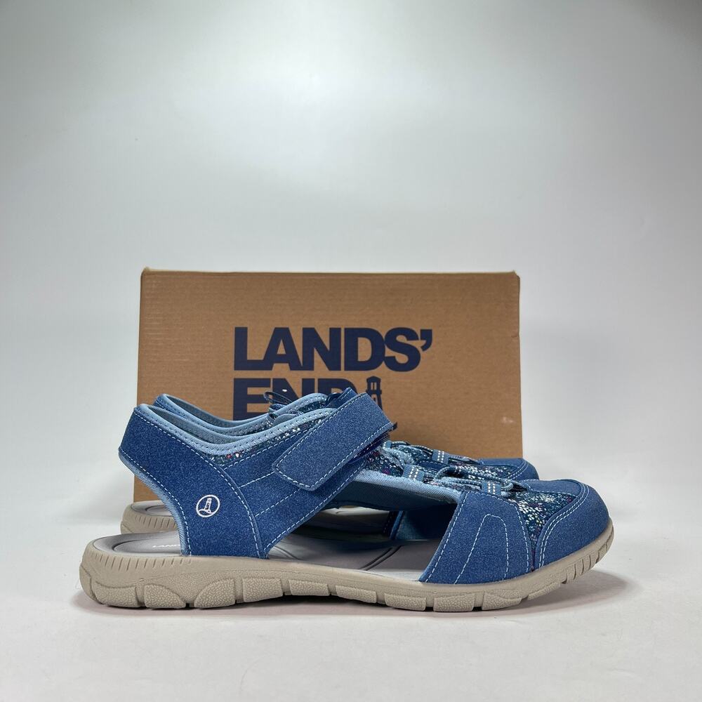 Lands' End Blue Floral Water Repellent Closed Toe Sport Sandals Womens Size 11 B